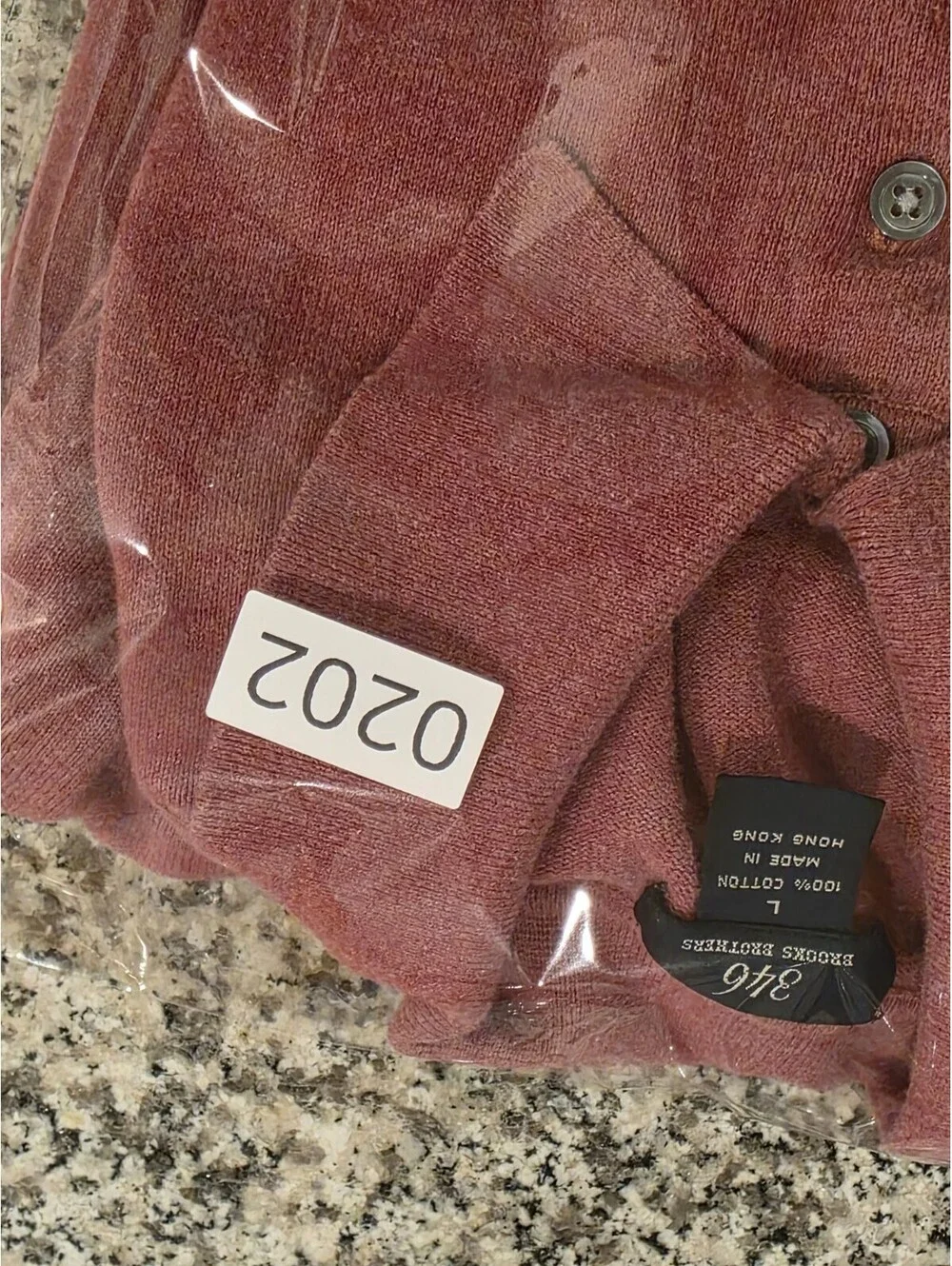 Brooks Brothers 346 Mens Large Pink Knit Long Sleeve Polo Sweater 100% Cotton